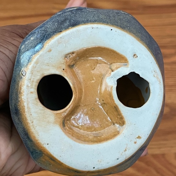 Pottery Angel Figurine Ceramic Blue Bronze Glaze Holding A Star EUC - Picture 9 of 10